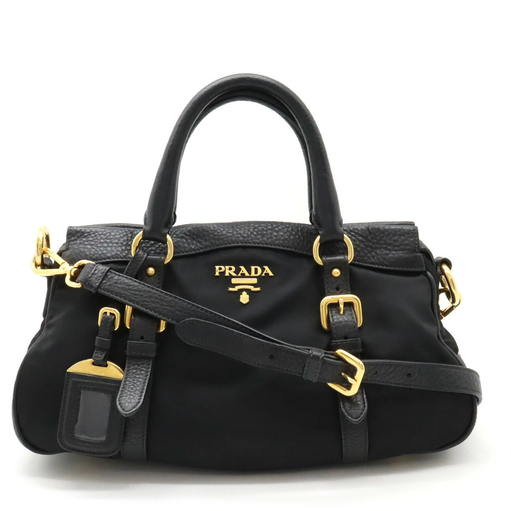 Prada Handbag Tote Bag Crossbody Leather NERO Black